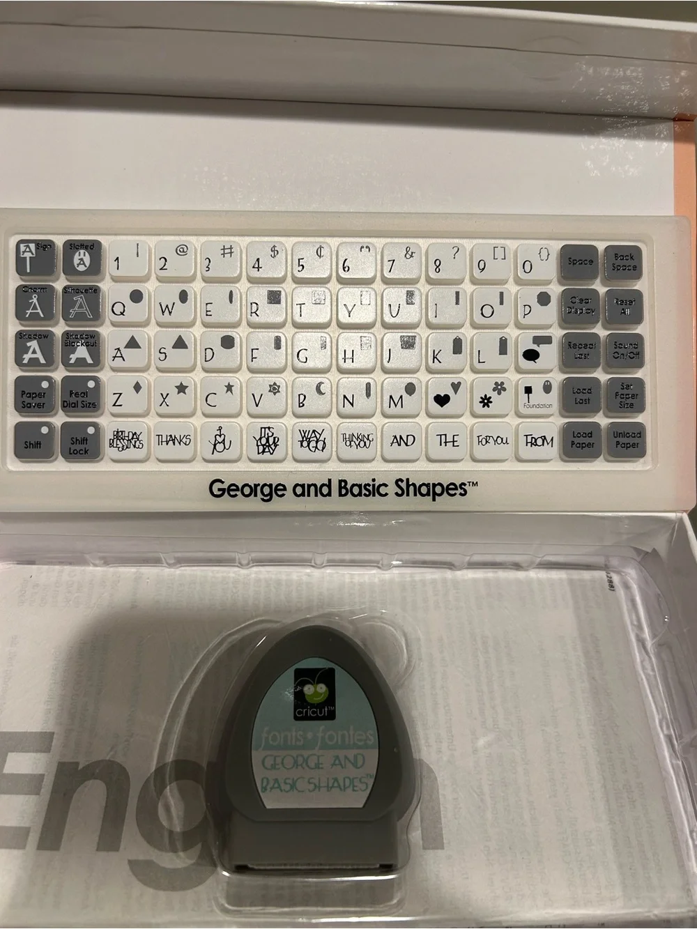 Cricut George and Basic Shapes Font Cartridge - White, Gray, Peach